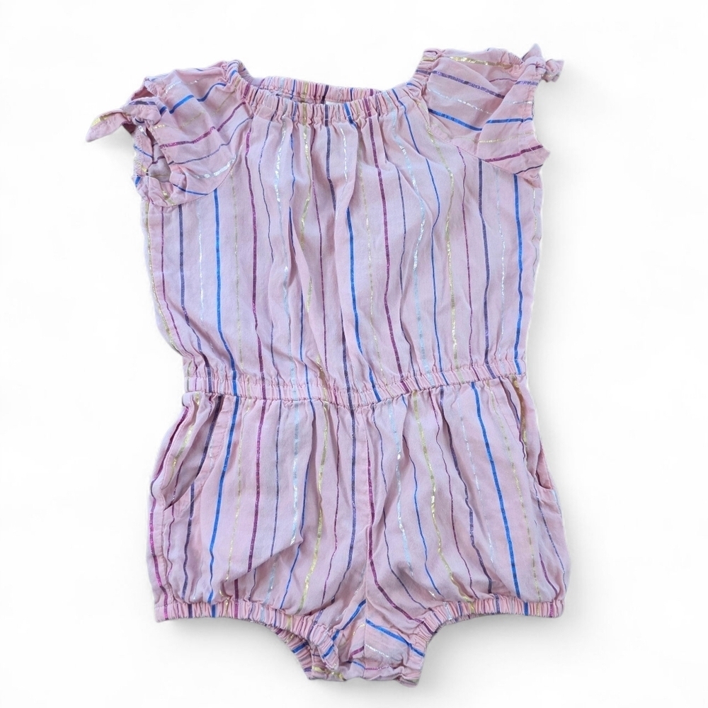 ✨ OshKosh B'gosh Pink Striped Cotton Romper – Size 18M ✨